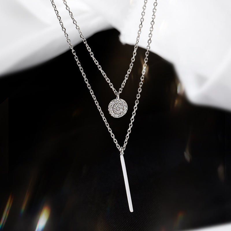Collier double rond à diamants à rayures carrées