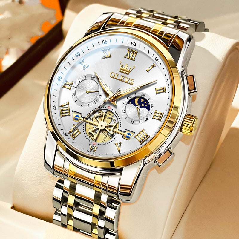 Montre à quartz étanche multifonctionnelle lumineuse non mécanique pour hommes