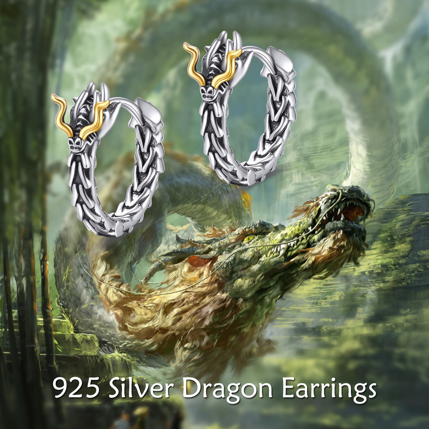 Boucles d'oreilles Huggie en forme de dragon en argent sterling, cadeaux pour hommes