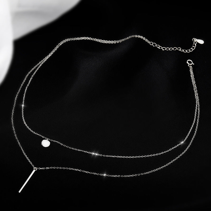 Collier double rond à diamants à rayures carrées