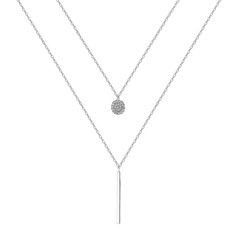 Collier double rond à diamants à rayures carrées