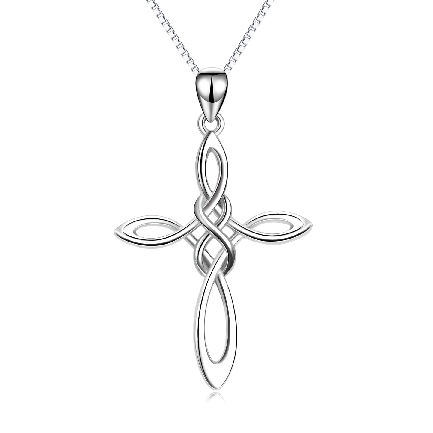 Collier avec pendentif en forme de nœud celtique en argent sterling avec chaîne vénitienne
