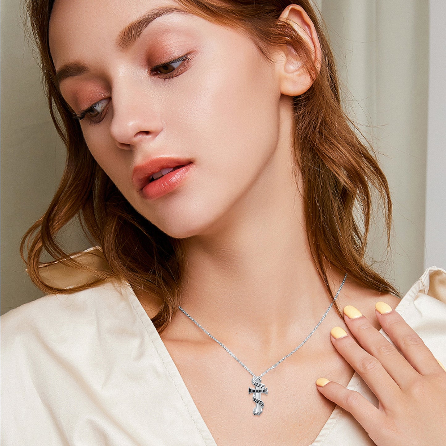 Collier de crémation urne note de musique en argent sterling