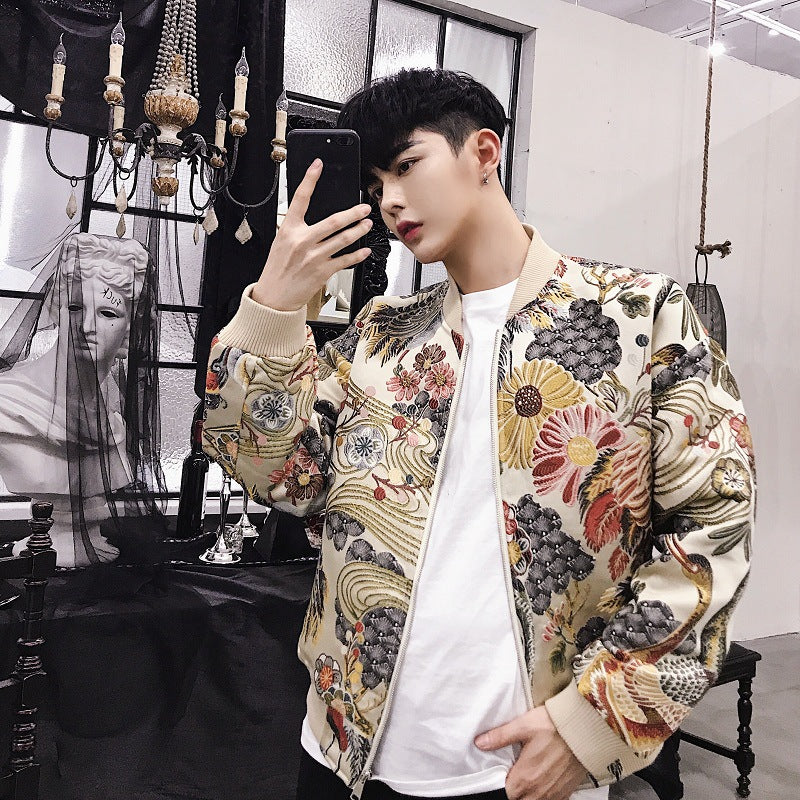Whole Piece Embroidery Chinese Wind Element Crane Embroidered Jacket Men's Clothing