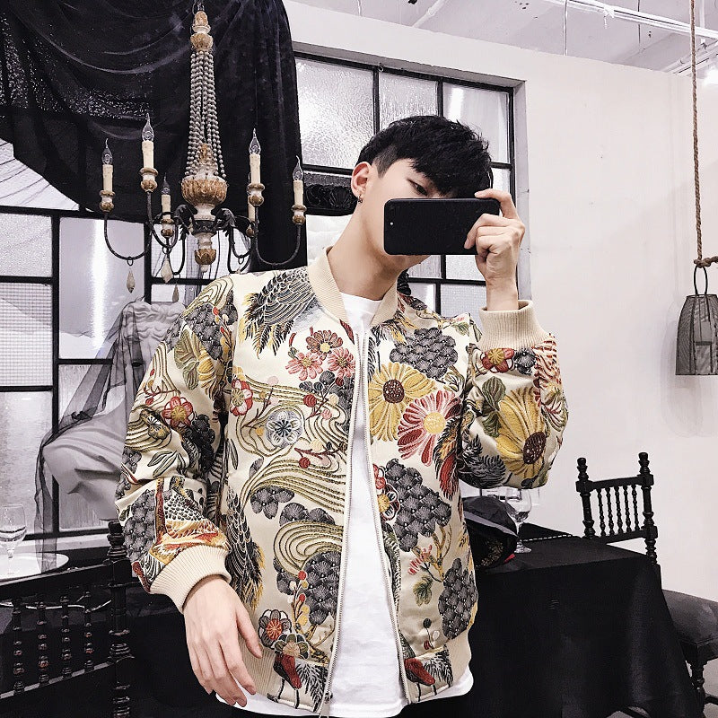 Whole Piece Embroidery Chinese Wind Element Crane Embroidered Jacket Men's Clothing