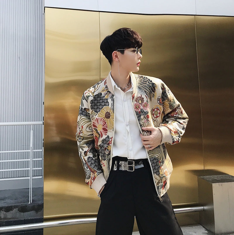 Whole Piece Embroidery Chinese Wind Element Crane Embroidered Jacket Men's Clothing