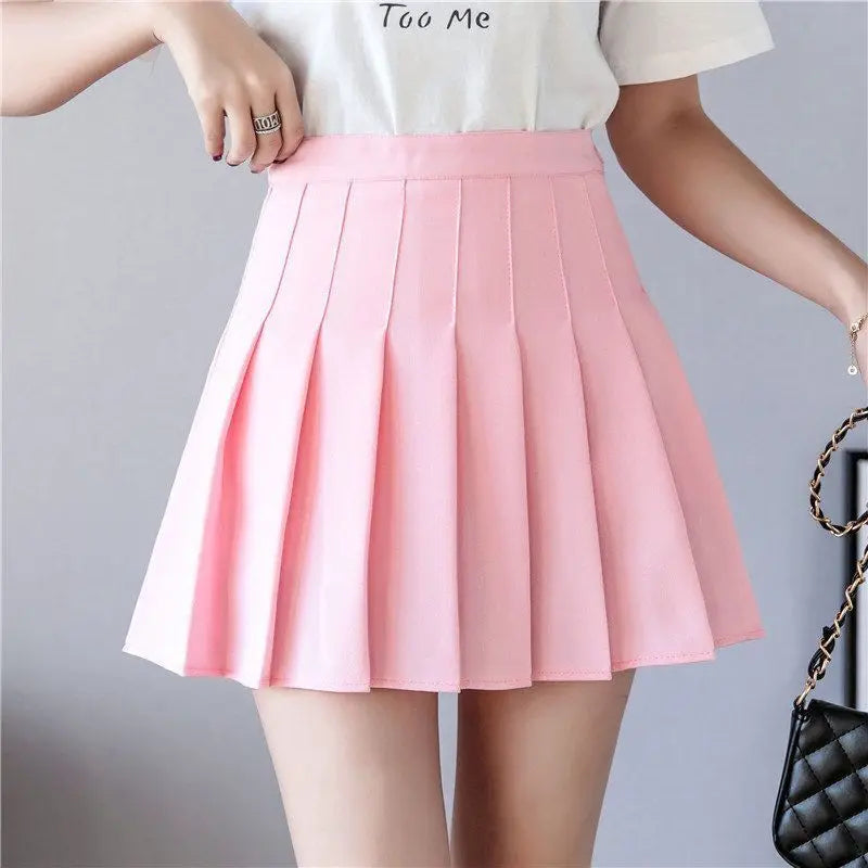 White Women Pleated Skirts Summer High Waist Zipper Girls Dancing JK Mini Skirts Black Fashion Student