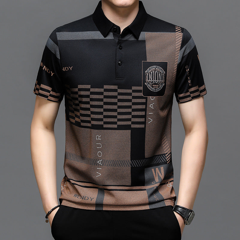 T-shirt POLO à manches courtes pour hommes, ample et respirant, imprimé à revers, nouvelle collection d'été