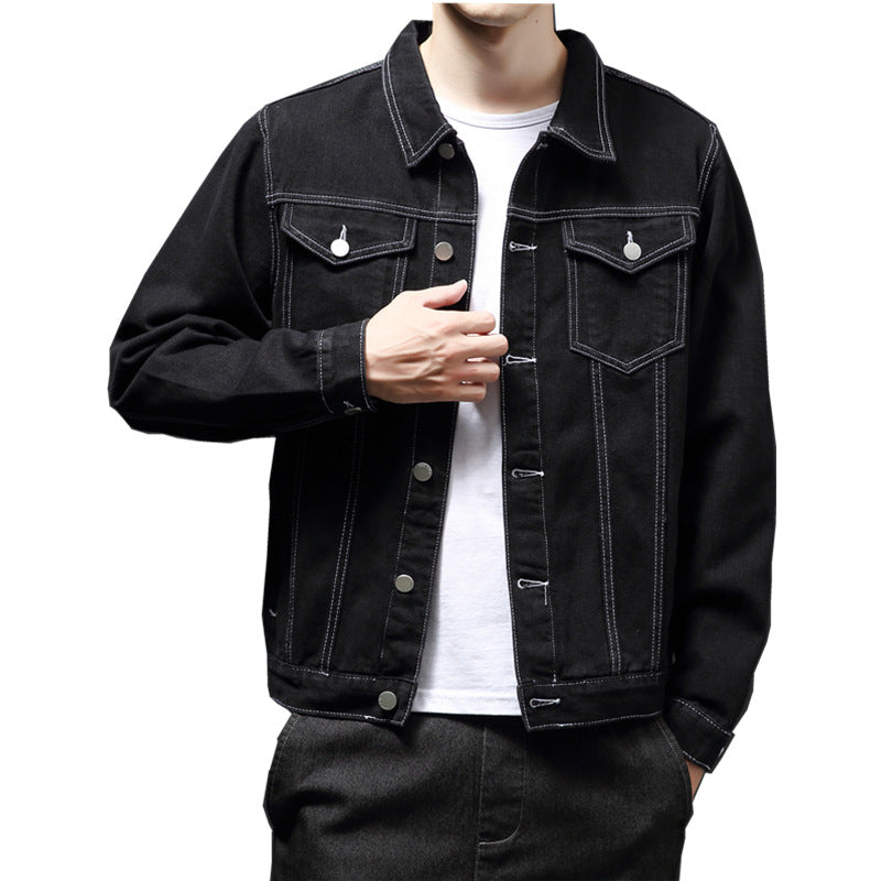 Spring And Autumn New Denim Jacket Men's Tide Brand Autumn And Winter Top Korean Trend Black Casual Autumn Jacket