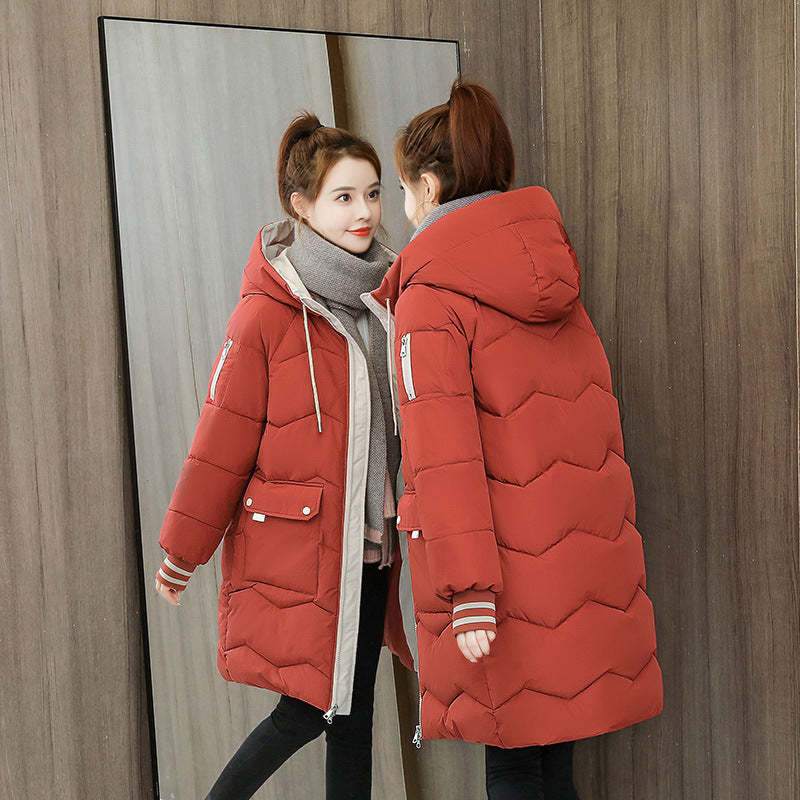 Down Padded Jacket Women's Winter Clothing 2021 New Korean Version Of Loose Cotton Padded Jacket Women's Mid-length Thickened Bread Padded Jacket