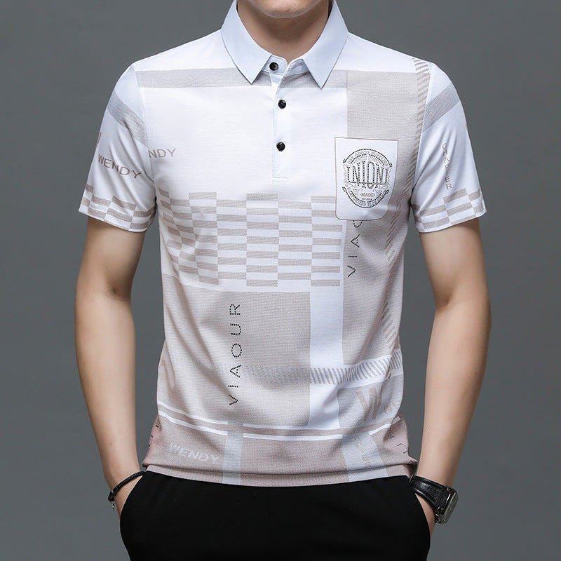 T-shirt POLO à manches courtes pour hommes, ample et respirant, imprimé à revers, nouvelle collection d'été