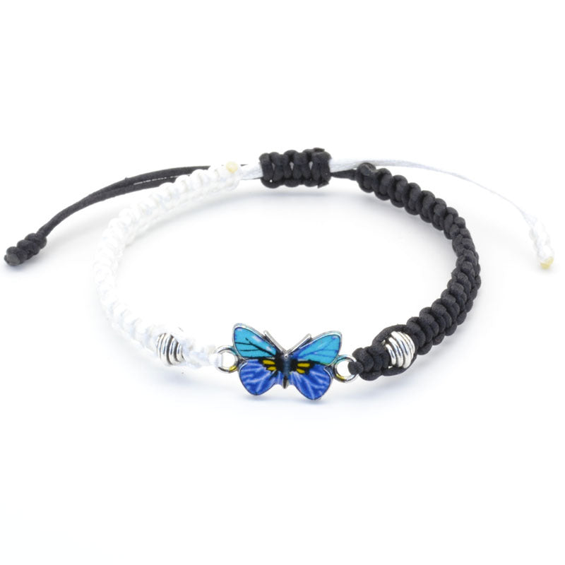 Bracelet papillon couple tissé à la main pour femme