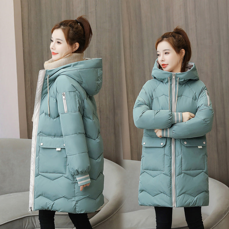 Down Padded Jacket Women's Winter Clothing 2021 New Korean Version Of Loose Cotton Padded Jacket Women's Mid-length Thickened Bread Padded Jacket