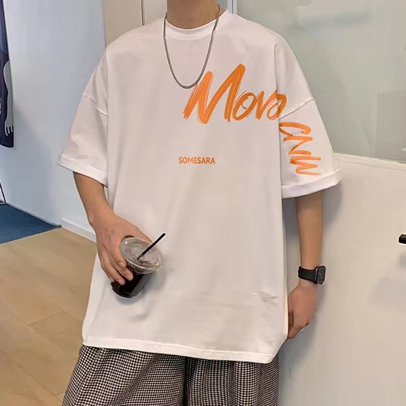 Klein Blue T-shirt Homme Manches Courtes Été Lâche Tendance Nationale Niche Manches Cinq Et Demi Ins Tide Marque High Street T-shirt Grande Taille