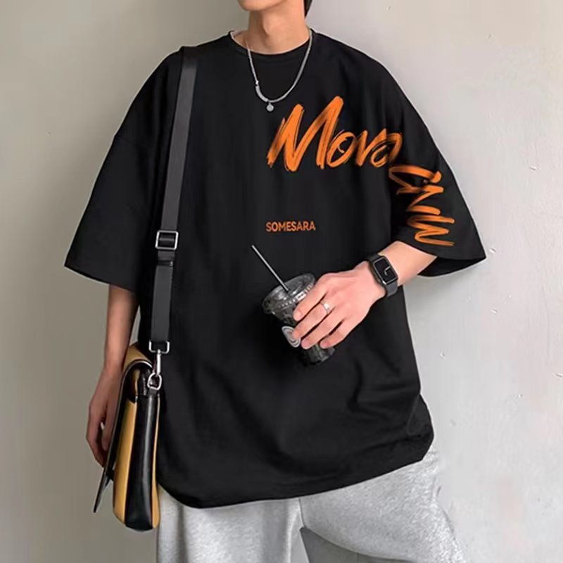 Klein Blue T-shirt Homme Manches Courtes Été Lâche Tendance Nationale Niche Manches Cinq Et Demi Ins Tide Marque High Street T-shirt Grande Taille