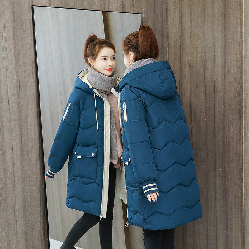Down Padded Jacket Women's Winter Clothing 2021 New Korean Version Of Loose Cotton Padded Jacket Women's Mid-length Thickened Bread Padded Jacket