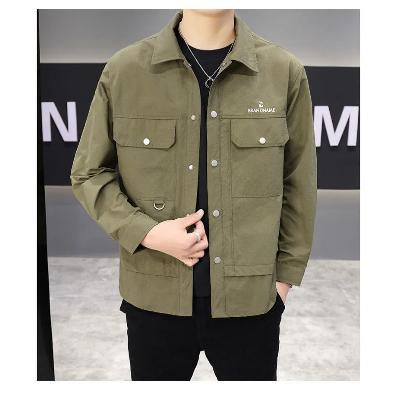 2024 Jacketed Men's Minimalist Fashion Top Versatile Trendy Casual Shirt Jacket Men Clothing