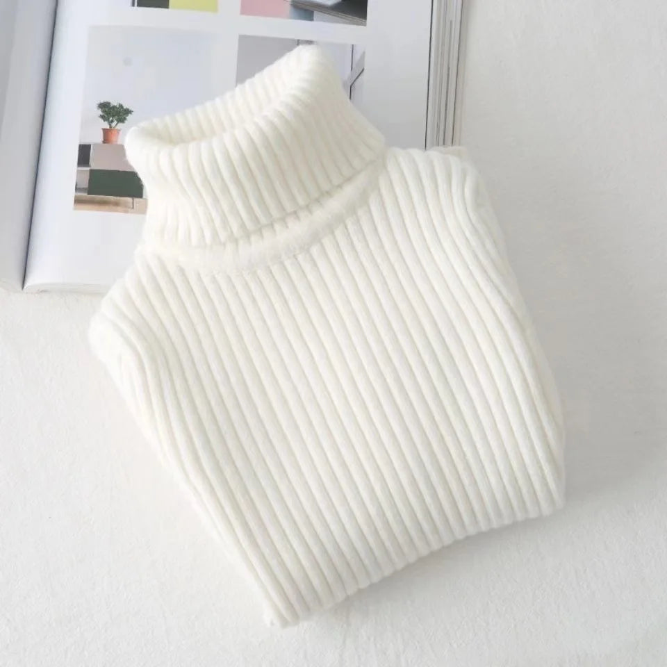 Fashion Baby Girls Winter Turtleneck Knitted Sweaters Clothes Autumn Children Boys Pullover Kids Knitwear Versatile
