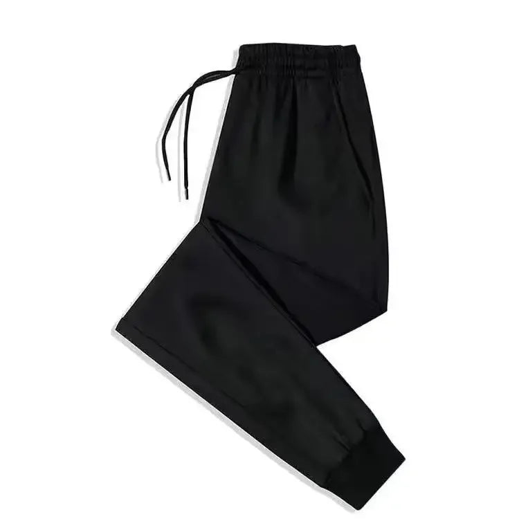 Winter Thickened Fleece-lined Men's Casual Pants Loose Fit Plus Sizes Warm Straight-leg Trousers Foot Bundling Style