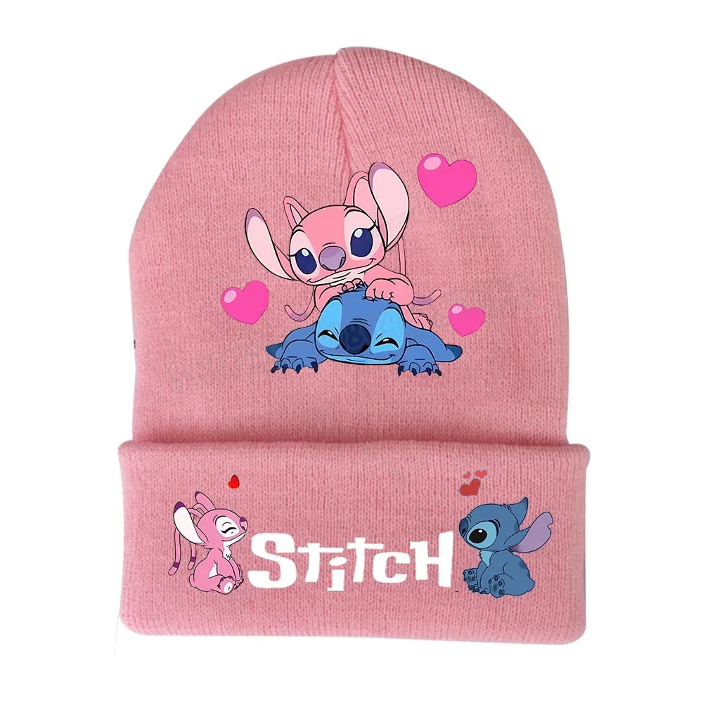 Stitch Disney Cap Wool Acrylic Knitted Caps Cartoon Anime Kids Skullcap Autumn Winter Elastic Skullies Beanies Hat Birthday Gift