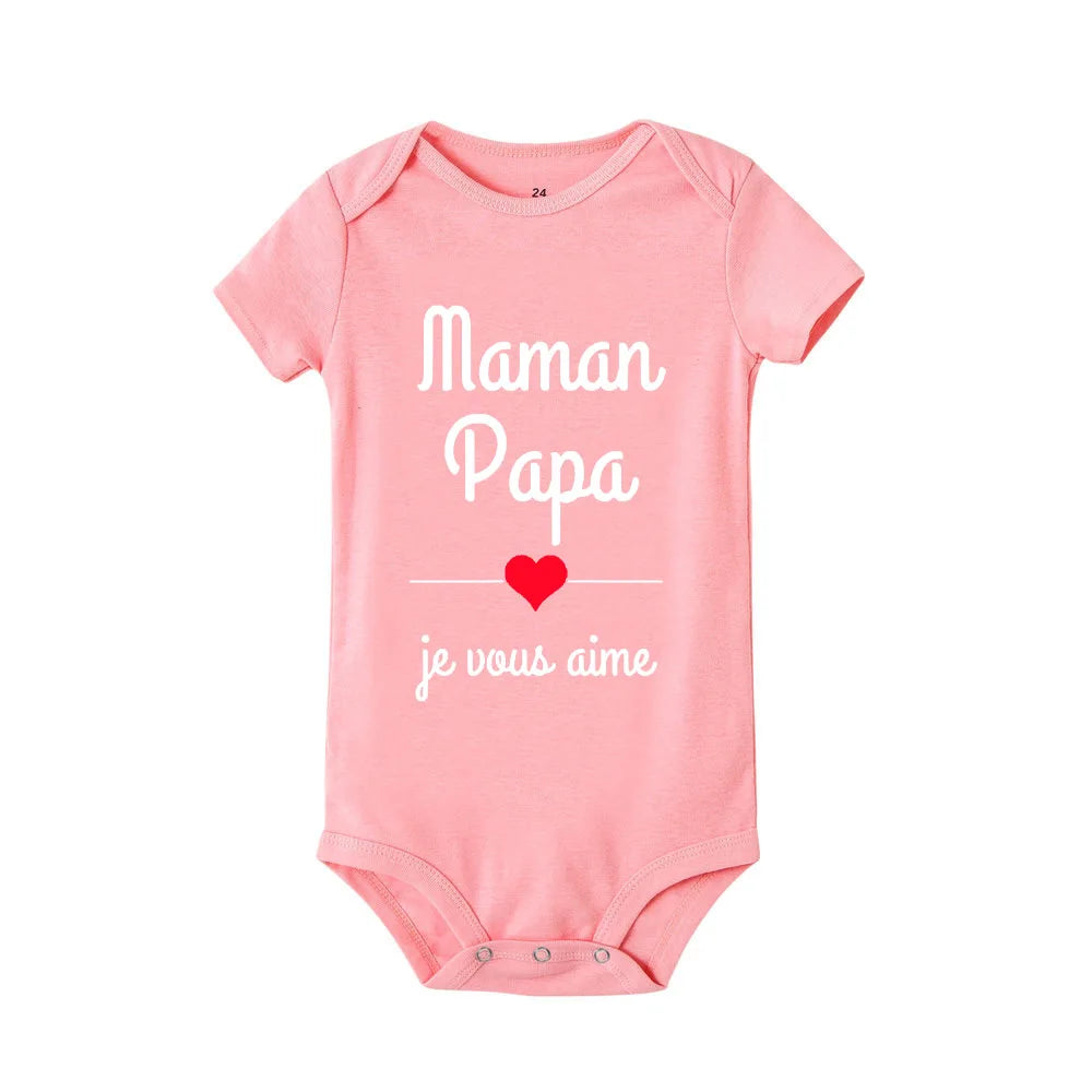 Mom Dad I Love You Baby Bodysuits Infant Outfit New Born Boys Girls Clothes Gift