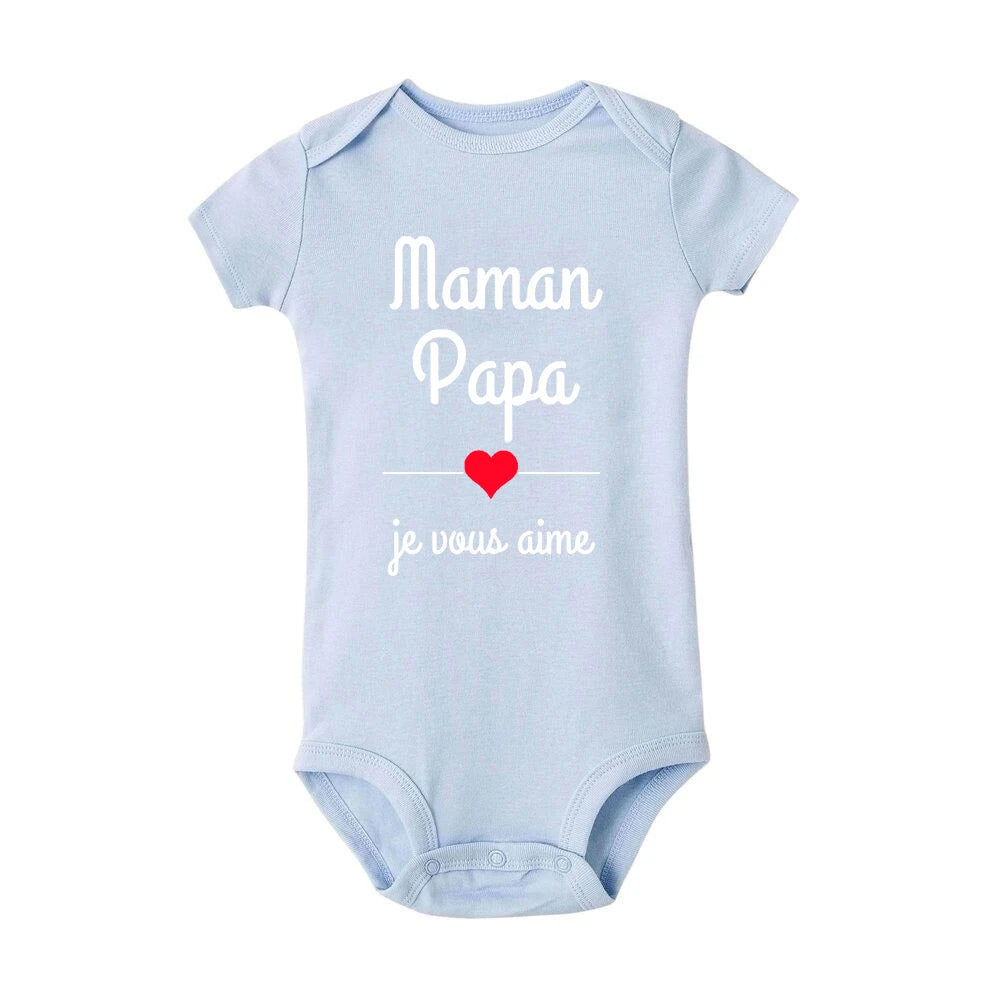 Mom Dad I Love You Baby Bodysuits Infant Outfit New Born Boys Girls Clothes Gift
