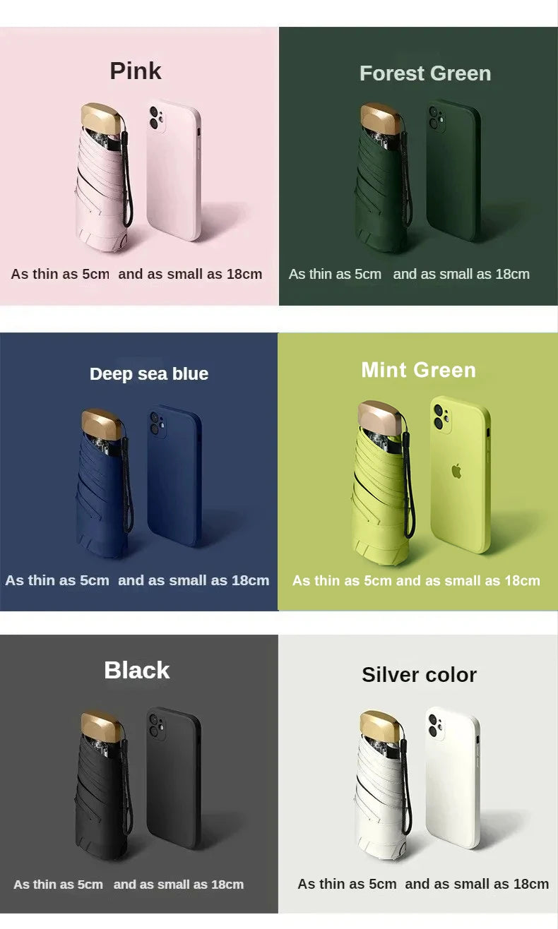Mini Sun Umbrella Pocket Rain Umbrella Folding UV Ultraviolet Protection Sun Shade Pocket