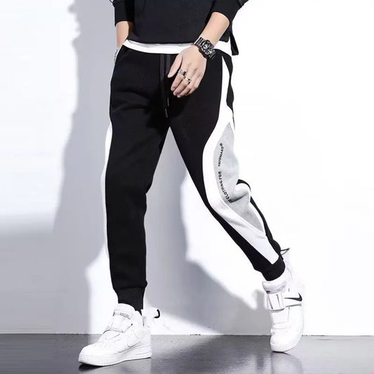 Men’s Black Jogger Pants – Hip Hop Drawstring Sweatpants, Loose Fit Elastic Waist Trousers, Casual Sportswea