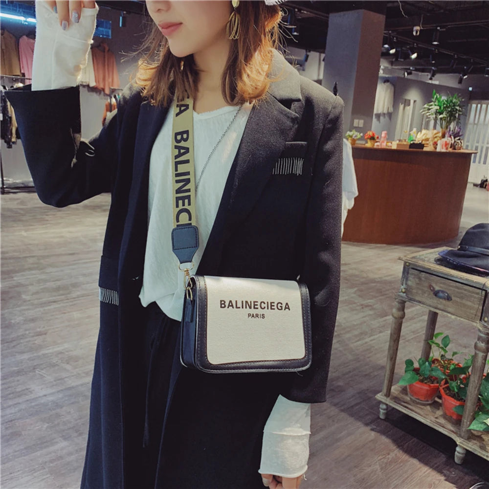 Women’s Canvas Shoulder Bag | Wide Strap Small Square Handbag – Casual Versatile Crossbody Purse”