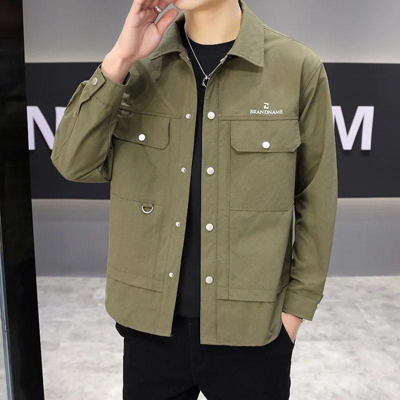 2024 Jacketed Men's Minimalist Fashion Top Versatile Trendy Casual Shirt Jacket Men Clothing