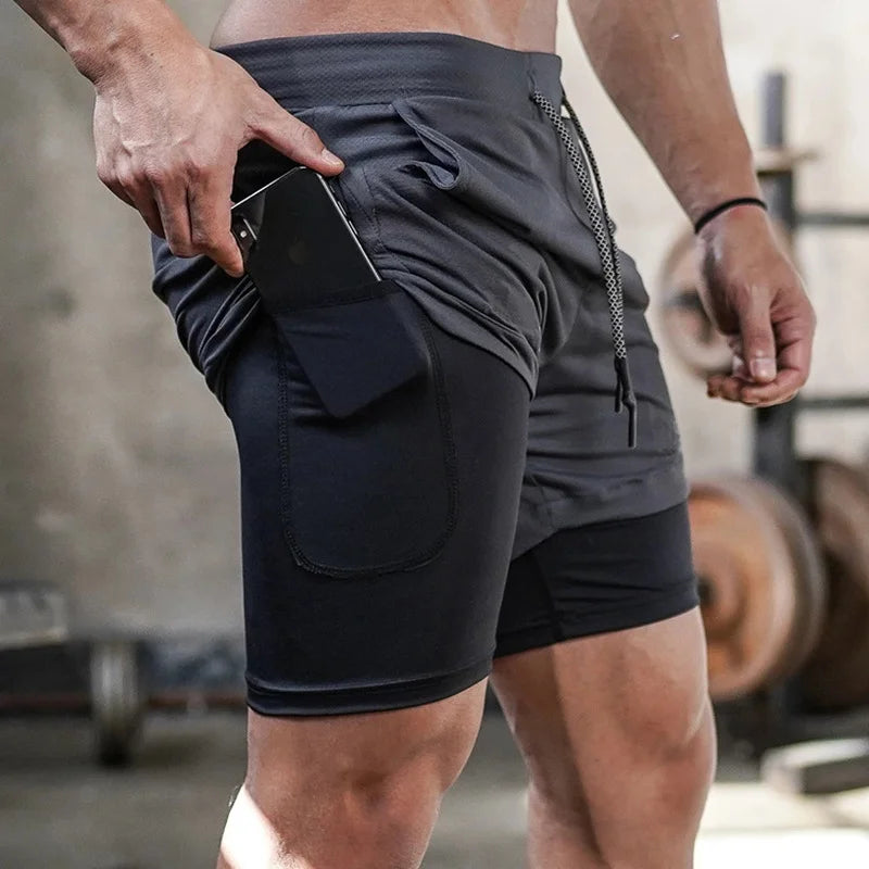 2-in-1 Men’s Gym Shorts – Camo Running, Quick Dry Training & Jogging Pants, Summer Sportswear