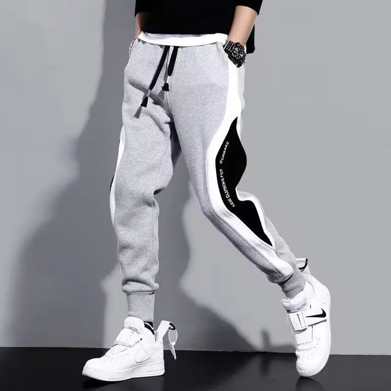 Men’s Black Jogger Pants – Hip Hop Drawstring Sweatpants, Loose Fit Elastic Waist Trousers, Casual Sportswea