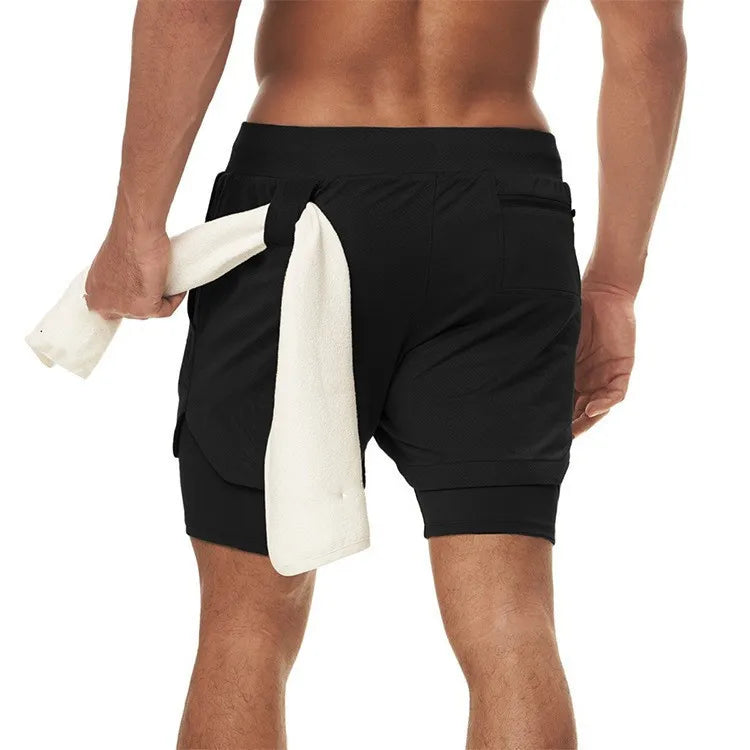2-in-1 Men’s Gym Shorts – Camo Running, Quick Dry Training & Jogging Pants, Summer Sportswear