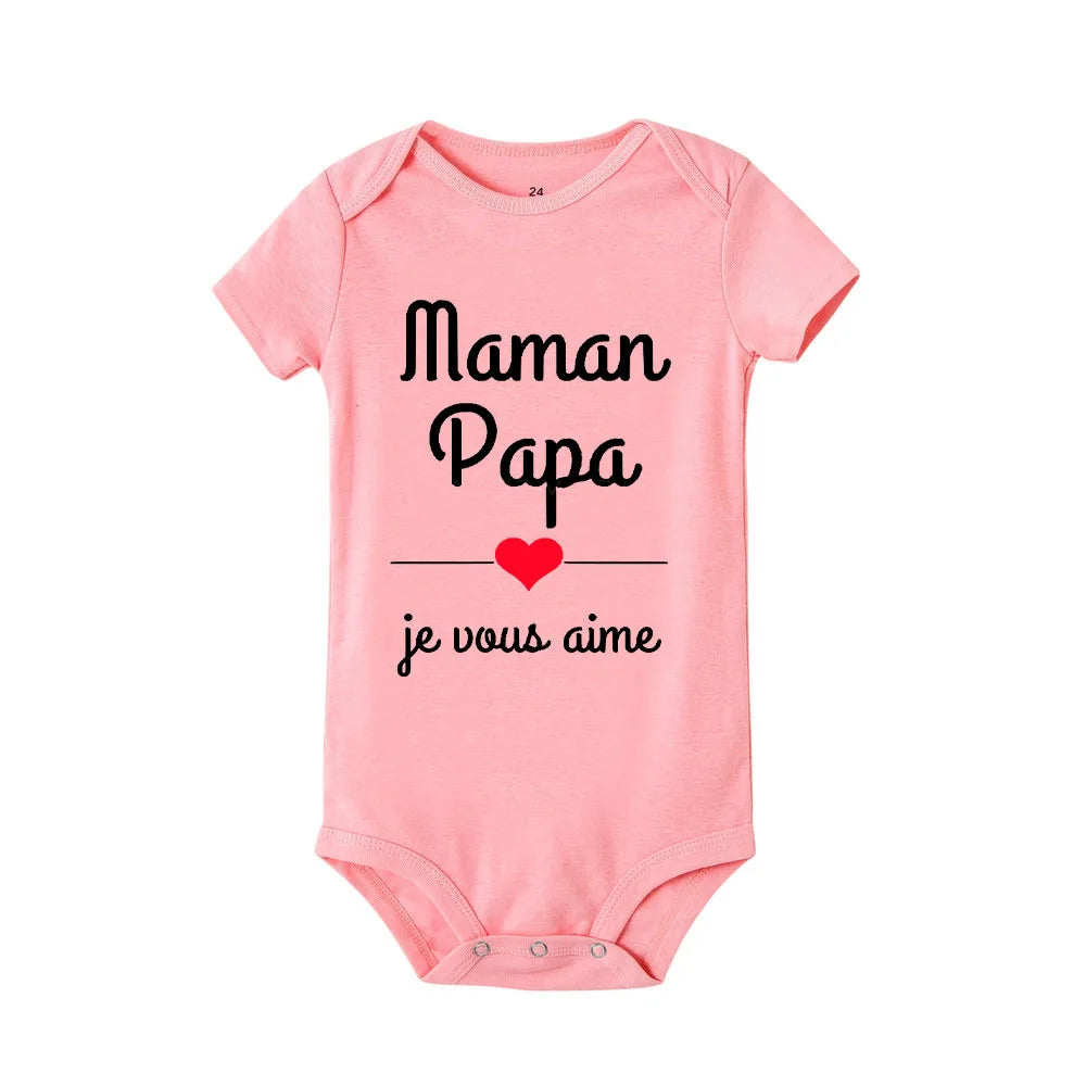 Mom Dad I Love You Baby Bodysuits Infant Outfit New Born Boys Girls Clothes Gift
