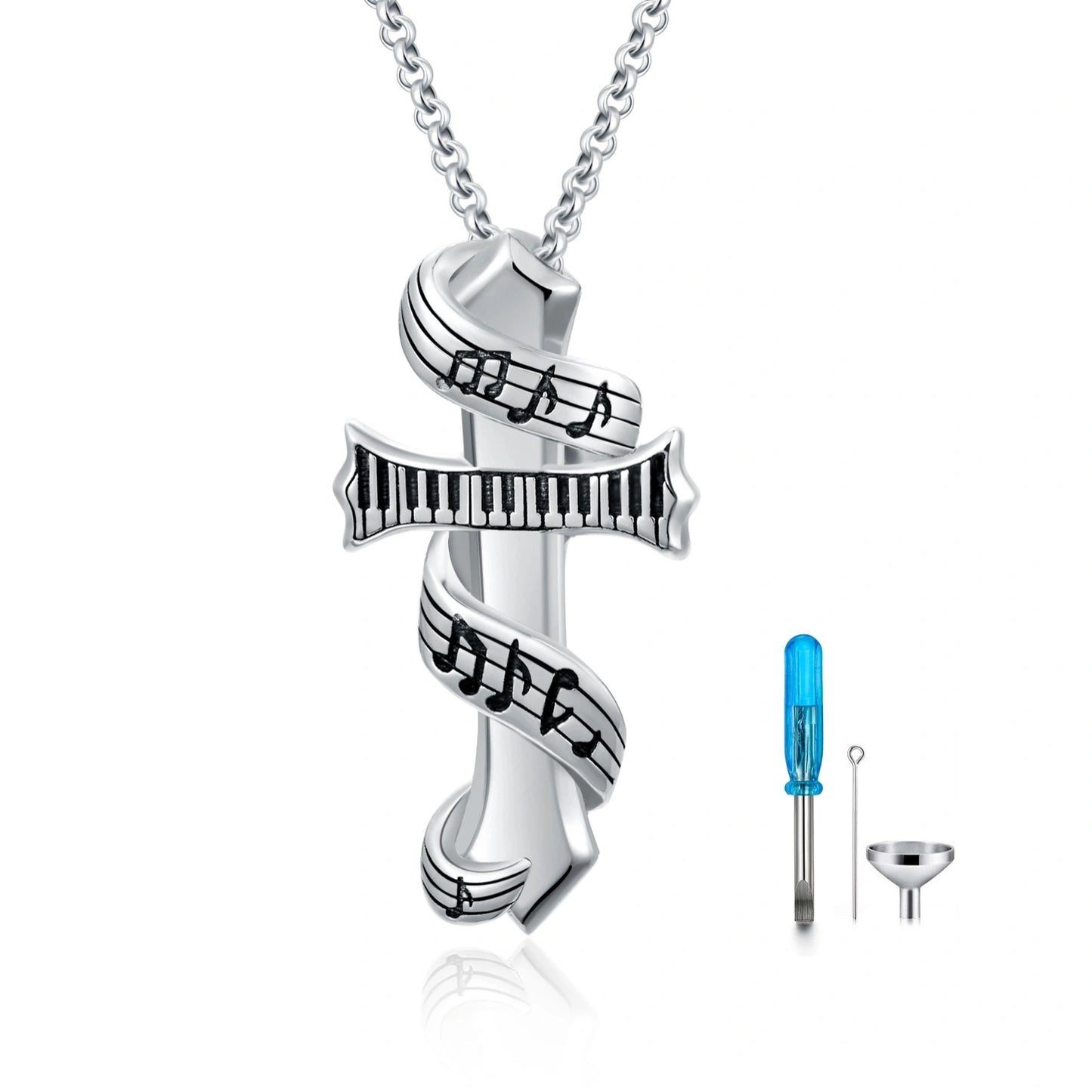 Collier de crémation urne note de musique en argent sterling