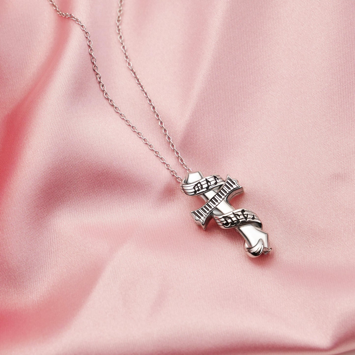 Collier de crémation urne note de musique en argent sterling
