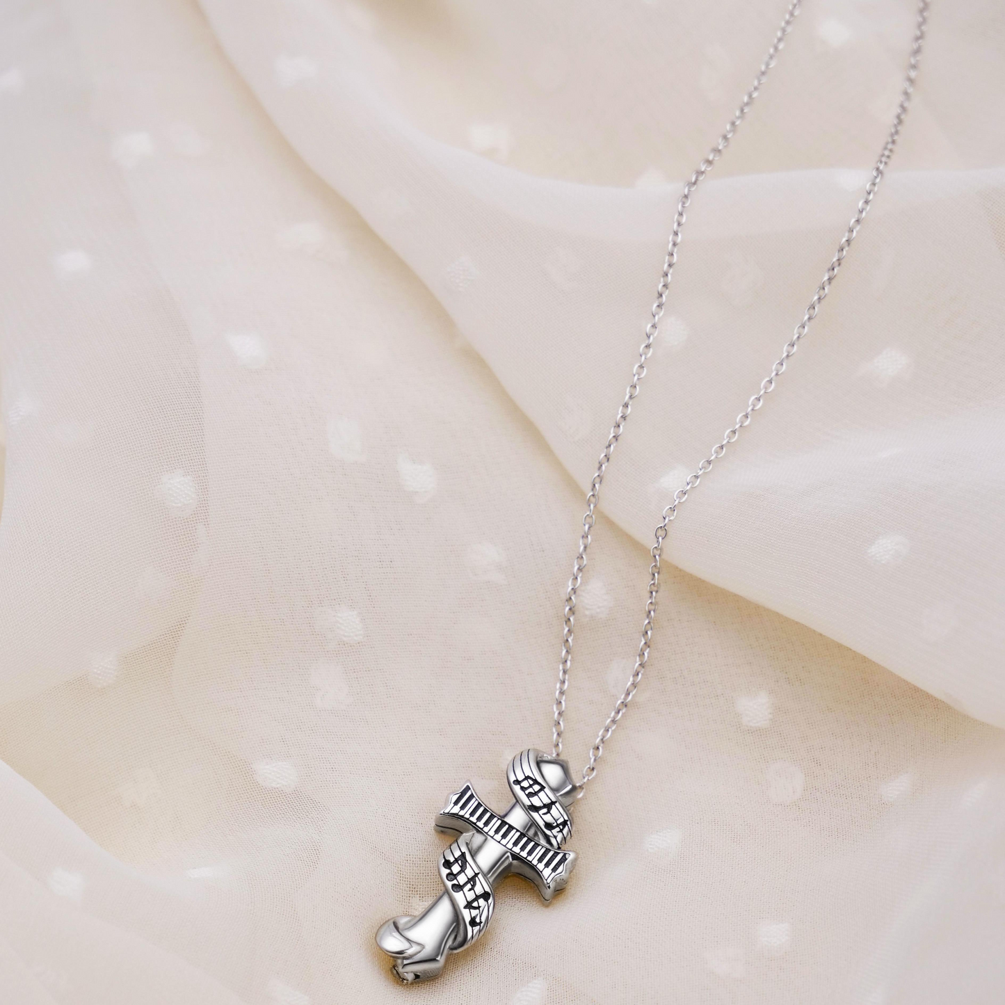 Collier de crémation urne note de musique en argent sterling