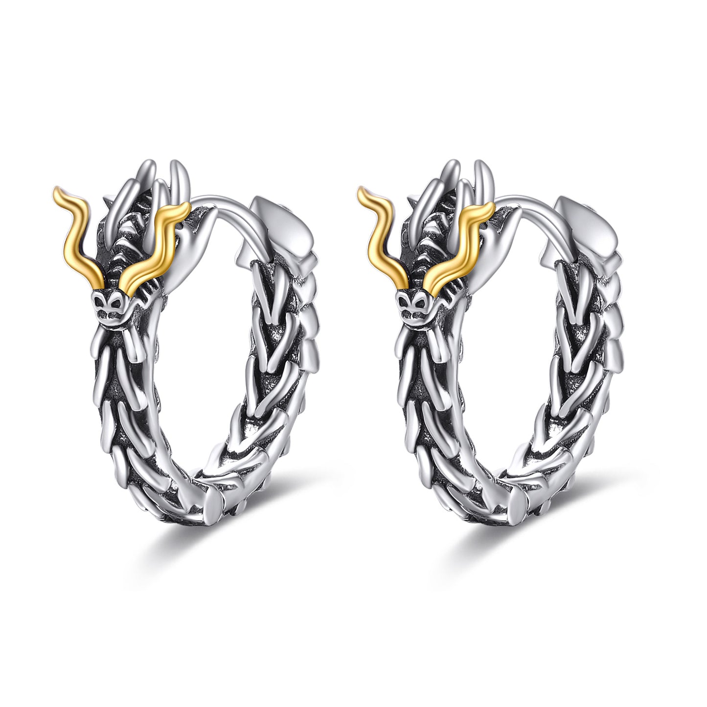 Boucles d'oreilles Huggie en forme de dragon en argent sterling, cadeaux pour hommes