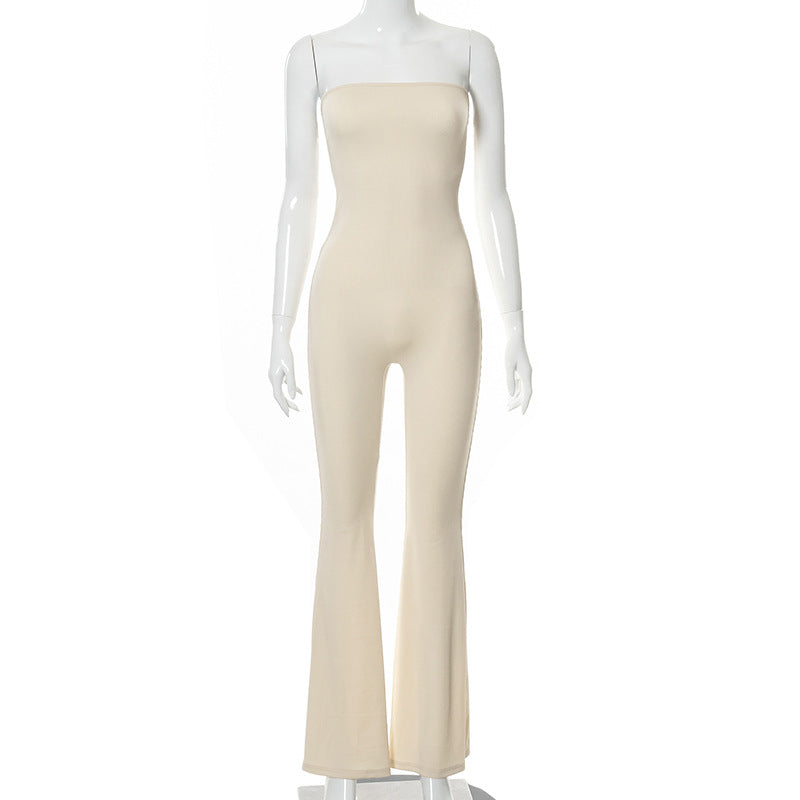 Pantalon une pièce décontracté pour femmes, couleur unie, sans manches, sans bretelles, dos, mode décontractée, nouvelle collection automne