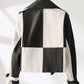 Soft PU Leather Jacket Splicing Coat Loose Western Style Jacket