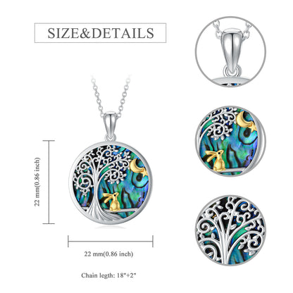 Collier lapin de Pâques avec pendentif en ormeau et lapin en argent sterling, bijoux de Pâques, cadeaux pour femmes et filles