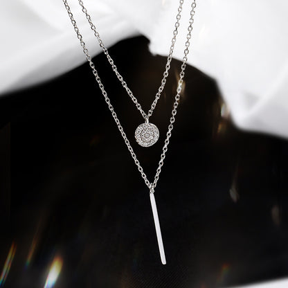 Collier double rond à diamants à rayures carrées