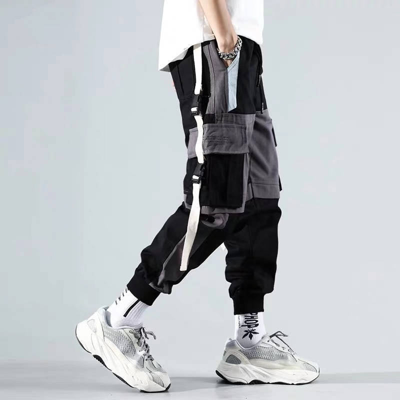 Ins Overalls Men&#039;s Trendy Brand Multi-pocket Leggings Men&#039;s Autumn Nine-point Casual Pants Male Students Korean Version Of The Trend