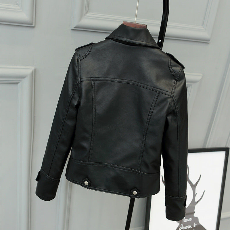 Short Korean Slim-Fit Motorcycle Pu Jacket