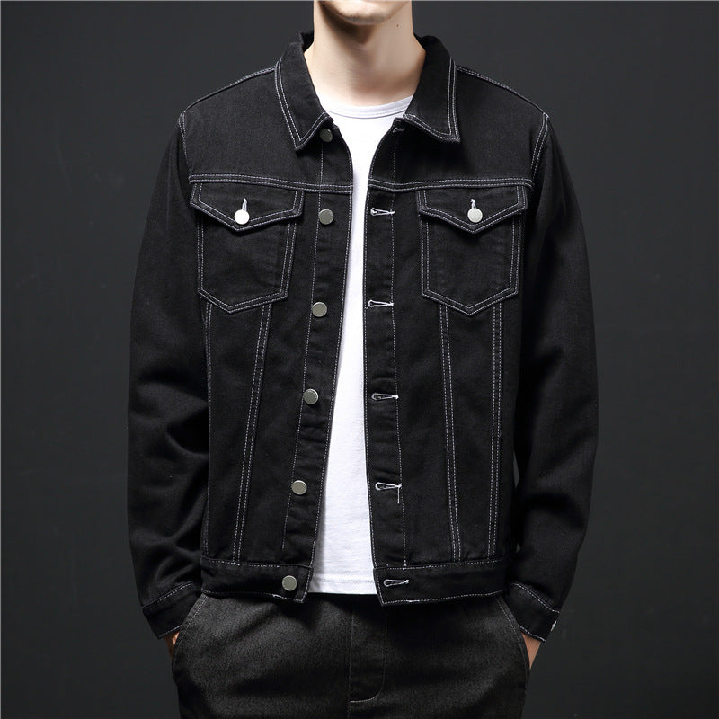 Spring And Autumn New Denim Jacket Men&#039;s Tide Brand Autumn And Winter Top Korean Trend Black Casual Autumn Jacket