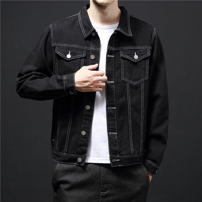 Spring And Autumn New Denim Jacket Men&#039;s Tide Brand Autumn And Winter Top Korean Trend Black Casual Autumn Jacket