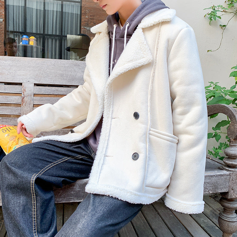 Men's fashion brand lamb plush cotton coat