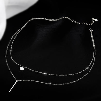 Collier double rond à diamants à rayures carrées