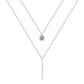 Square Stripe  Diamond Round Double Necklace