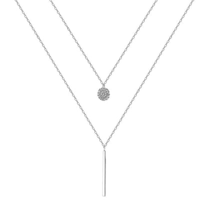 Collier double rond à diamants à rayures carrées